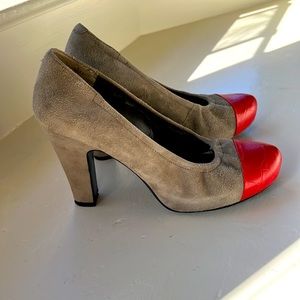 Nine West red cap toe heels